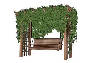 木制葡萄架秋千椅藤架SU模型 SU模型下载
