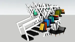 创意楼梯书吧组合SU模型 SU模型下载