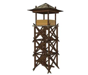 木质仿古观察塔瞭望台SU模型 SU模型下载
