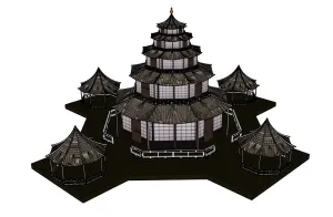 日式五重塔配亭组景SU模型 SU模型免费下载 - 草图大师日式五重塔配亭组景SU模型模型