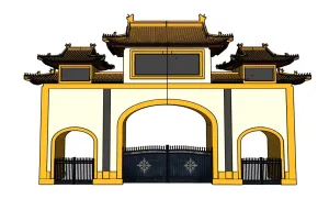 三解门寺院山门SU模型 SU模型免费下载 - 草图大师三解门寺院山门SU模型模型