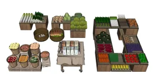 生鲜农产品装饰陈列组合SU模型 SU模型下载