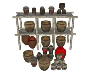 中式酒坛酒具组合su模型 SU模型下载