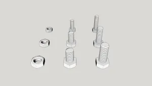 多规格六角螺栓螺母su模型 SU模型下载