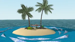 热带小岛椰子树吊床SU模型 SU模型下载