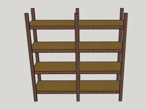 双列四层实木架置物架SU模型 SU模型下载