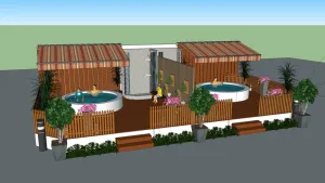 双池庭院泡池温泉SU模型 SU模型免费下载 - 草图大师双池庭院泡池温泉SU模型模型