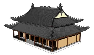 重檐歇山道观大殿SU模型 SU模型下载