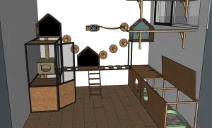 猫屋猫舍宠物猫爬架猫砂盆SU模型 SU模型下载