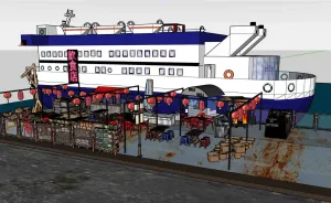 历史街区码头饮食店SU模型 SU模型下载