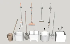 清洁工具拖把池拖布池墩布池SU模型 SU模型下载