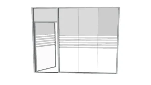 现代带门办公隔断玻璃墙SU模型 - SU模型免费下载_sketchup模型