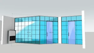 转角双门玻璃墙隔断SU模型 - SU模型免费下载_sketchup模型