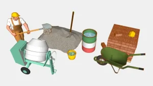 工地工人搅拌水泥SU模型 - SU模型免费下载_sketchup模型