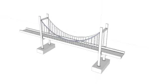 小型悬索桥梁SU模型 - SU模型免费下载_sketchup模型