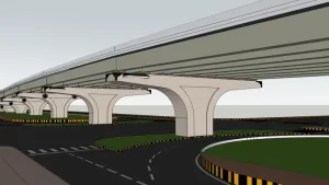 弧形高架桥桥墩公路SU模型 - SU模型免费下载_sketchup模型