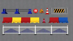 护栏水马施工道路警示牌围挡SU模型 SU模型下载