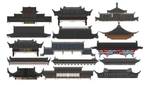 中式古建屋顶房顶SU模型 SU模型下载