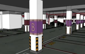地下车库标准停车位SU模型 SU模型下载