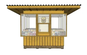 复古木质报刊亭SU模型 SU模型下载