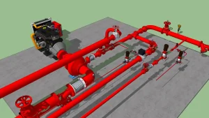 消防水泵管道系统SU模型 - SU模型免费下载_sketchup模型