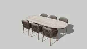 户外藤编餐桌椅SU模型 - SU模型免费下载_sketchup模型
